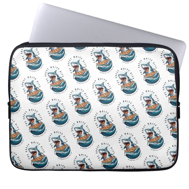 Shark Eating Pizza | Underbar White Bita Jawsome Laptop Fodral (Framsidan)