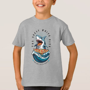 Shark Eating Pizza Underbar White Bita Jawsome T Shirt
