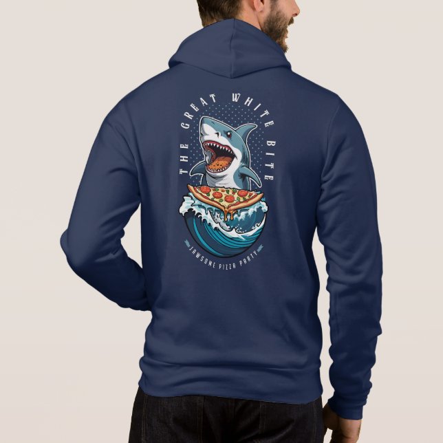 Shark Eating Pizza | Underbar White Bita Jawsome T Shirt (Baksida)