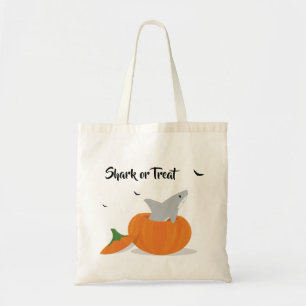 Shark eller Treat Cute Tecknad Halloween Pumpkin-F Tygkasse