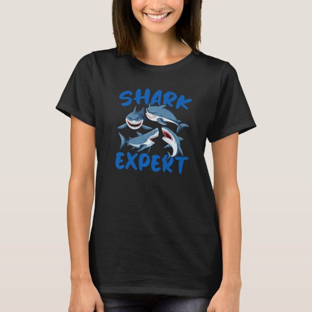 Shark Expert Shark Graphics Kids Shark T Shirt (Framsida)