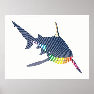 Shark Färg svosh Poster
