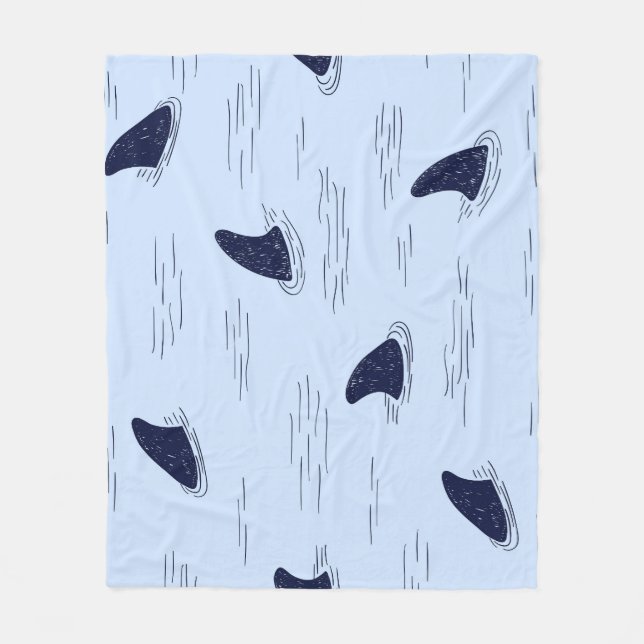 Shark Fin Ocean Mönster Fleecefilt (Framsidan)