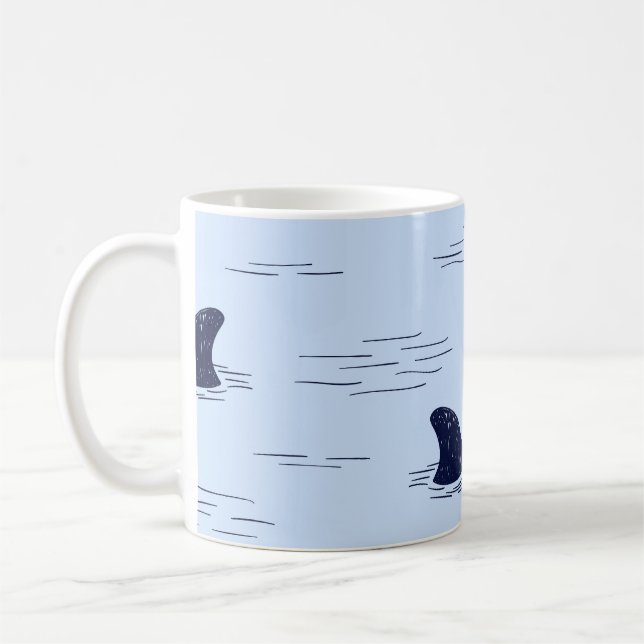 Shark Fin Ocean Mönster Kaffemugg (Vänster)