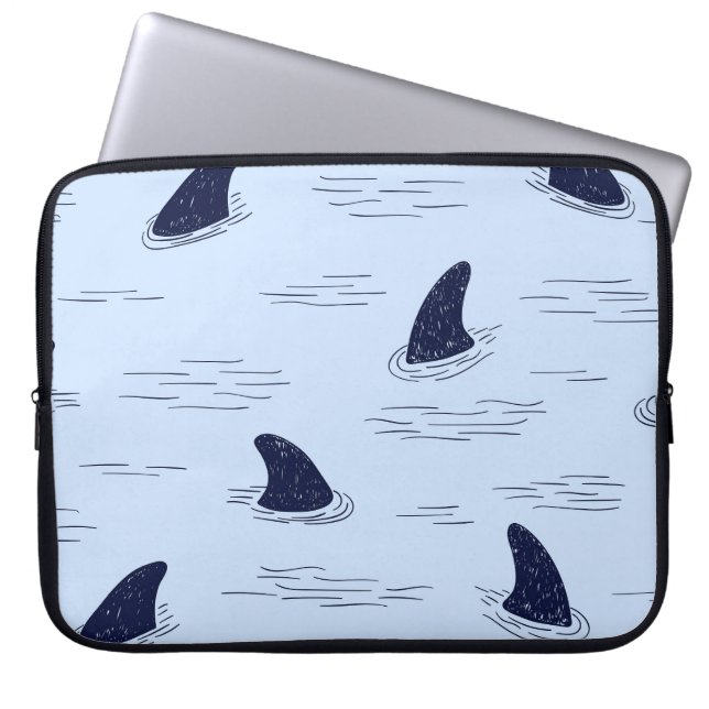 Shark Fin Ocean Mönster Laptop Fodral (Framsidan)