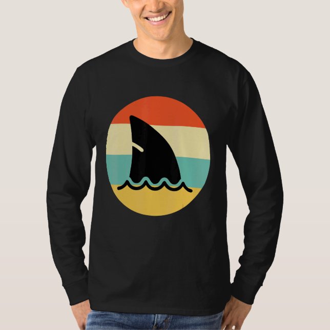 Shark Fin Retro Stil Shark T Shirt (Framsida)