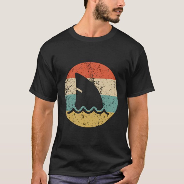 Shark Fin Retro Stil Shark T Shirt (Framsida)