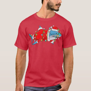 Shark Fish Älskare jul Ljus Santa Merry Shar T Shirt