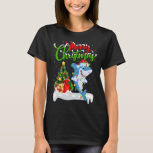 Shark Fish Julafton Dekoration Santa Shark Christm T Shirt