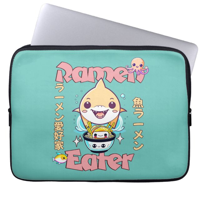 Shark Fish Ramen Eater - Asian food Älskare! Laptop Fodral (Framsidan)