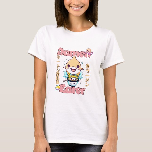 Shark Fish Ramen Eater - Asian food Älskare! T Shirt (Framsida)