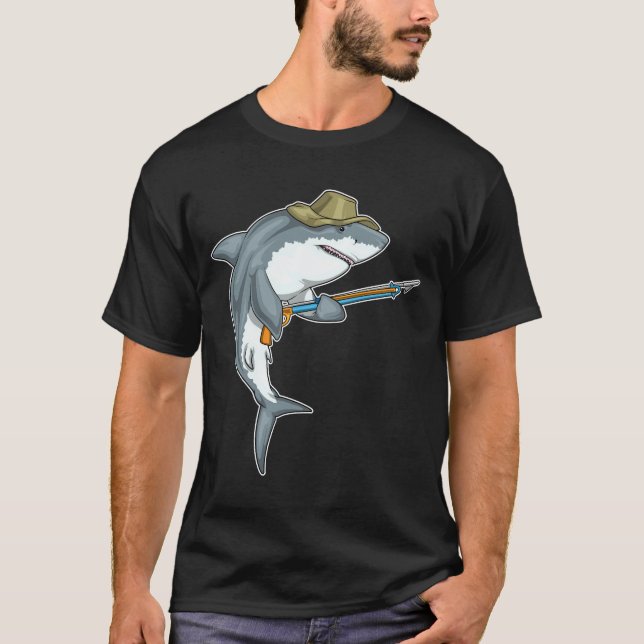Shark Fisher Harpoon Fishing T Shirt (Framsida)