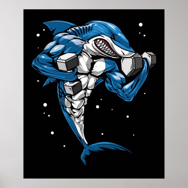 Shark Fitness Weightlyftning Poster (Framsidan)