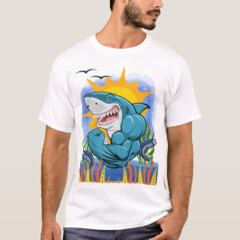Shark Flexing Muscles Sea Life and Sunshine Unisex T Shirt