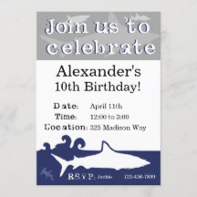 Shark Födelsedagsfest inbjudan