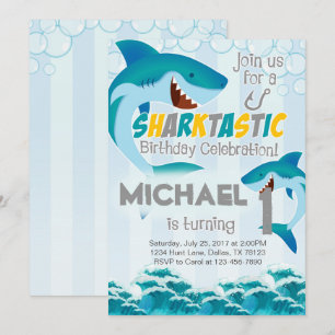 Shark Födelsedagsfest inbjudan Inbjudan Boy