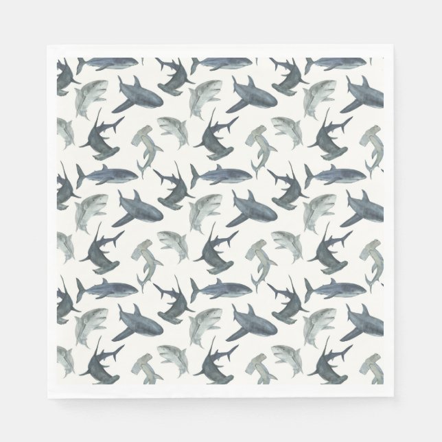Shark Födelsedagsfest Napkins | Beach Klubb Sharks Pappersservett (Framsidan)