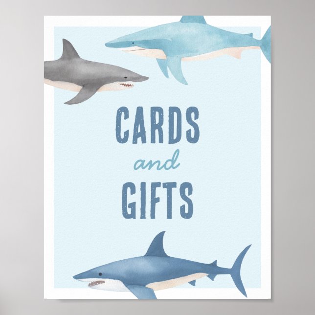 Shark Födelsedagskort och Gifts-tecken Poster (Framsidan)