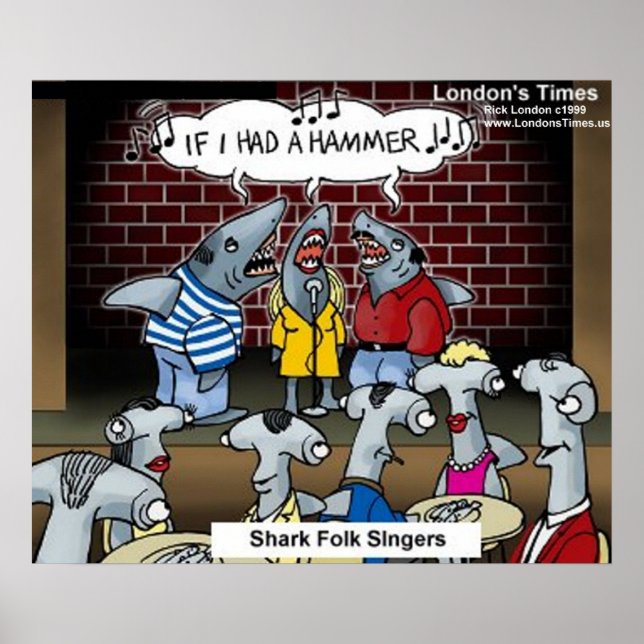 Shark Folk Singers Funny Poster (Framsidan)