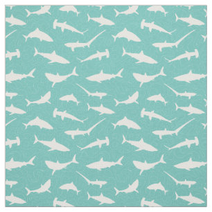 Shark Frenzy Coola Blue and White Mönster Tyg