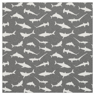 Shark Frenzy Coola Grått och White Mönster Tyg