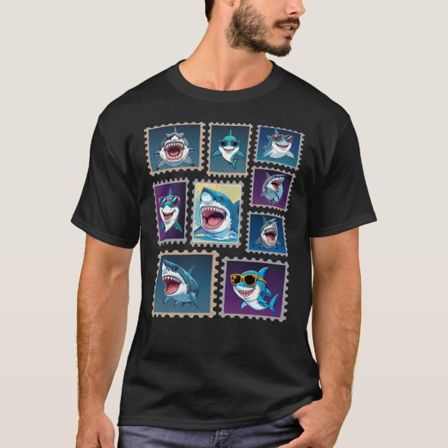 Shark Frimärke 1 T Shirt (Framsida)
