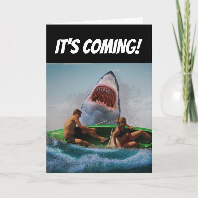 SHARK FUNNY BIRTHDAY GREETING CARD KORT (Framsida)