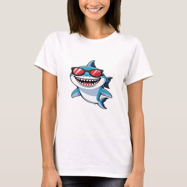 🦈 Shark Graphic T-Shirt - Coola & Brerce Summer S (Framsida)