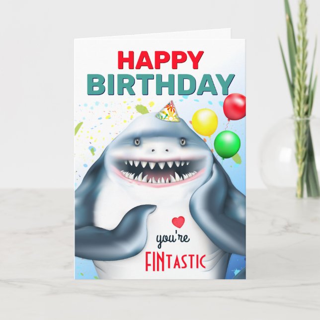 Shark Grattis på födelsedagen Card Kort (Framsida)