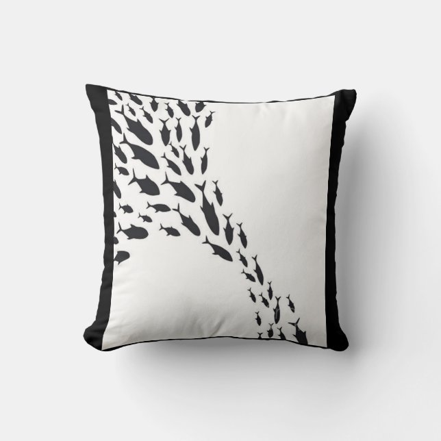 Shark Group Swiming Fish School Mönster Kudde (Framsida)