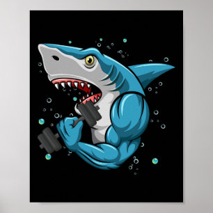 Shark Gym Powerlift Weightlyftande Bodybuilding Poster