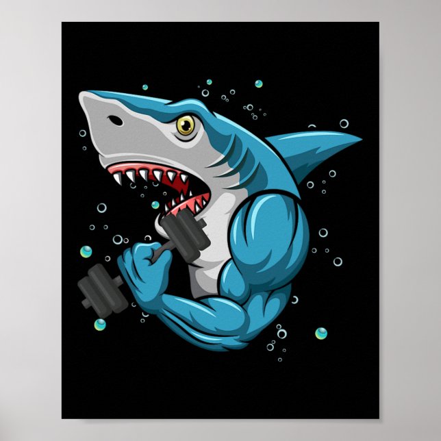 Shark Gym Powerlift Weightlyftande Bodybuilding Poster (Framsidan)