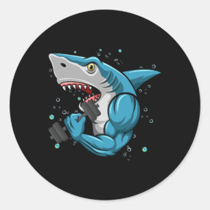Shark Gym Powerlift Weightlyftande Bodybuilding Runt Klistermärke