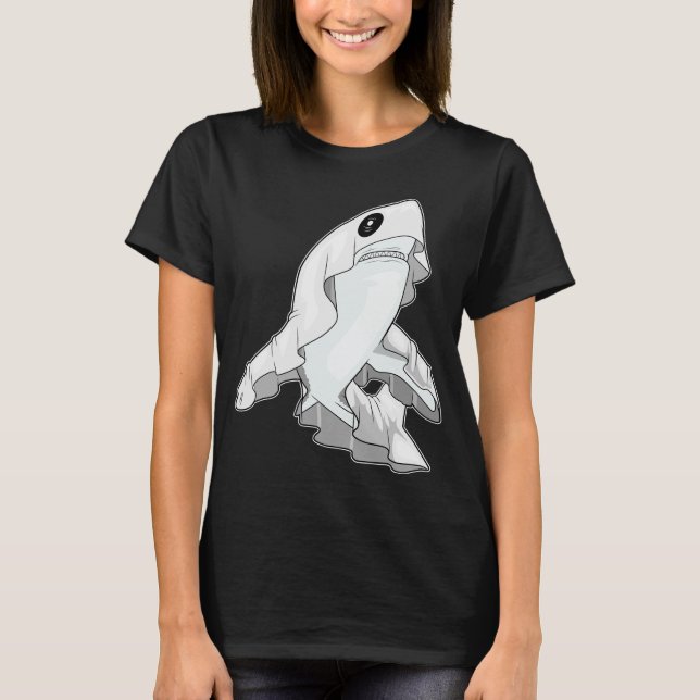 Shark Halloween Ghost T Shirt (Framsida)