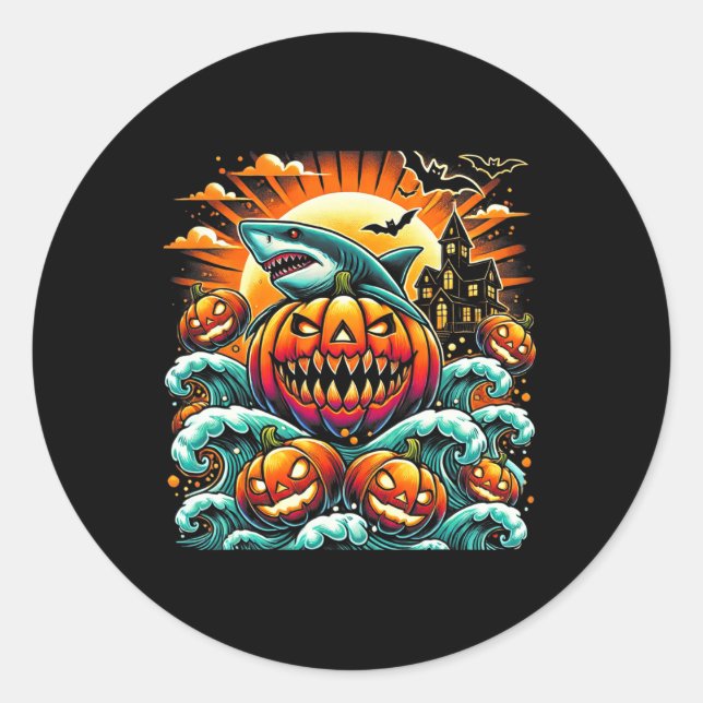 Shark Halloween Runt Klistermärke (Framsida)