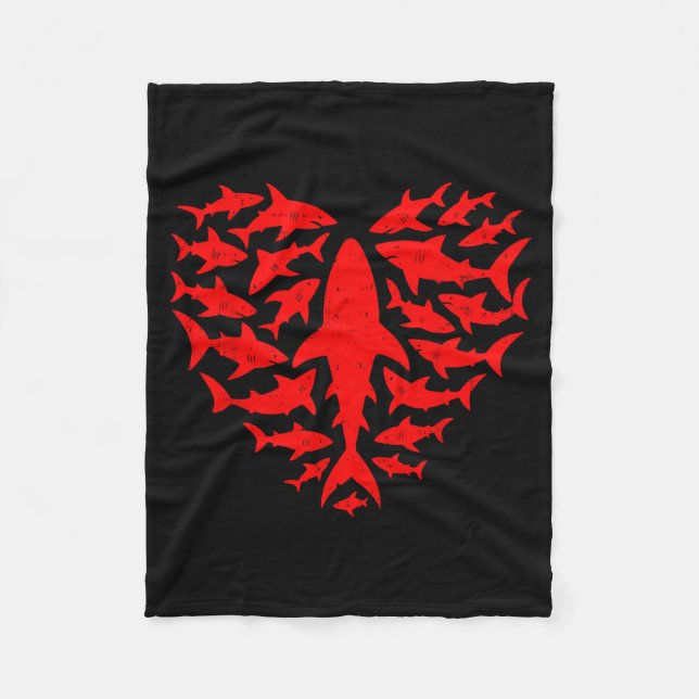 Shark Heart Ocean Funny Valentines Day Men Women K Fleecefilt (Framsidan)