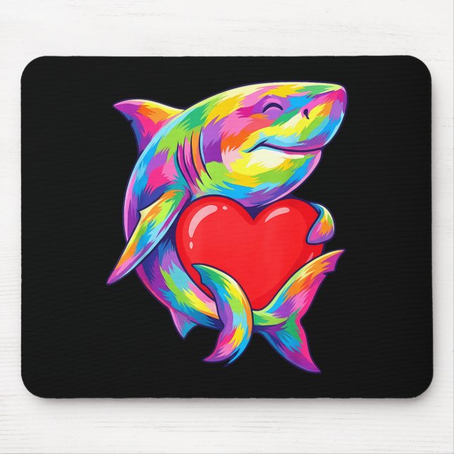 Shark Hugging Valentine Heart Color Critters Rainb Musmatta (Framsidan)