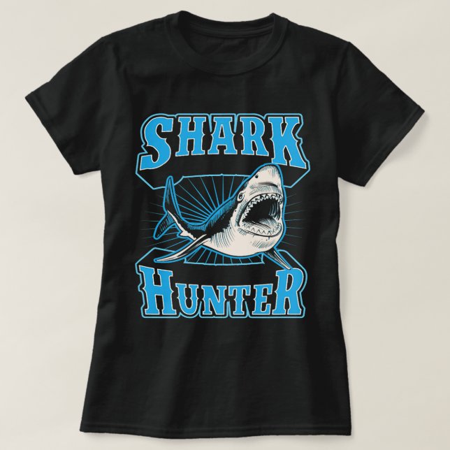 Shark Hunter Funny Best Saltwater Shark Fishing T Shirt (Design framsida)