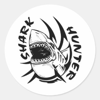 SHARK HUNTER RUNT KLISTERMÄRKE