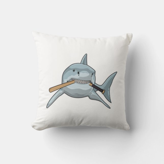 Shark i Baseball med Baseball fladdermus Kudde (Framsida)