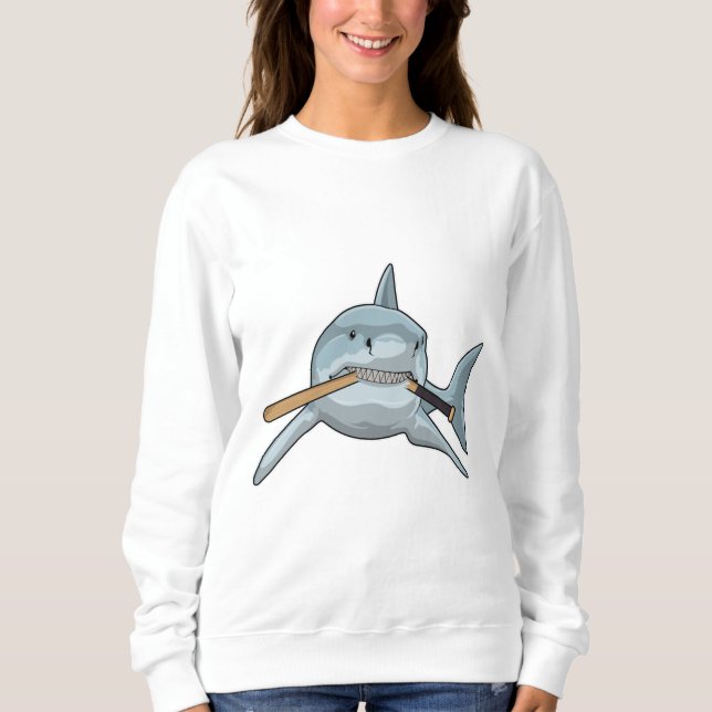 Shark i Baseball med Baseball fladdermus T Shirt (Framsida)