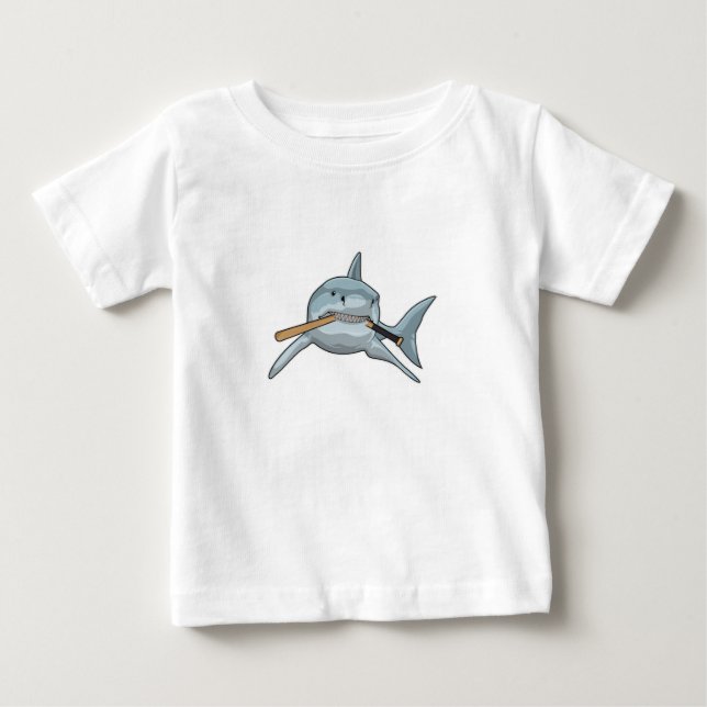 Shark i Baseball med Baseball fladdermus T Shirt (Framsida)