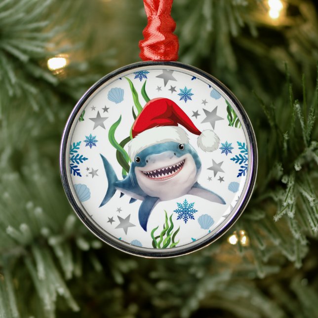 Shark in a Santa Hat Christmas Ornament Keepsake (Träd)