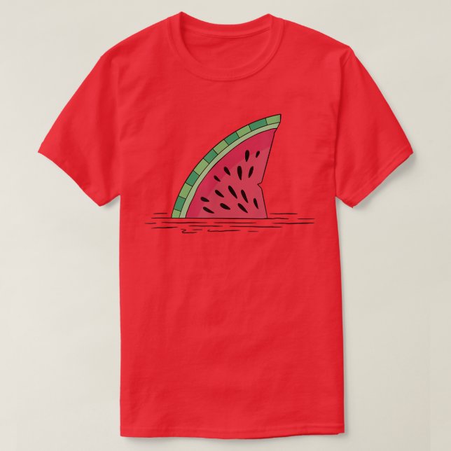 Shark in the Water Funny Watermelon Ironic  T Shirt (Design framsida)