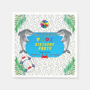 Shark Infested Boy Birthday Bassäng Party Pappersservett