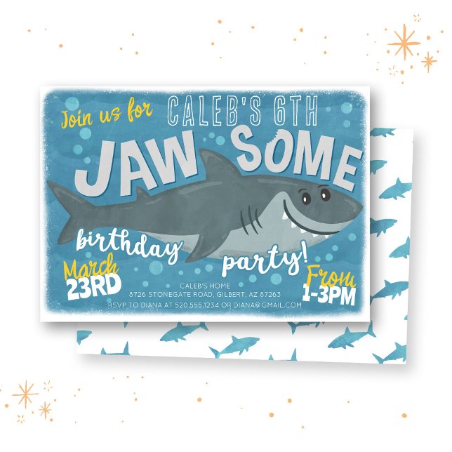 Shark Jawsome under Sea Birthday bjudande Inbjudningar (Skapare uppladdad)