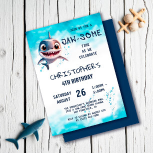 Shark Jawsome under Sea Födelsedagsfest Inbjudningar