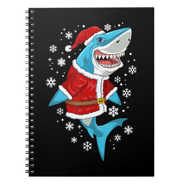 Shark jul Gift Boys Kids Santa Sharkmas Julafton Anteckningsbok (Framsidan)
