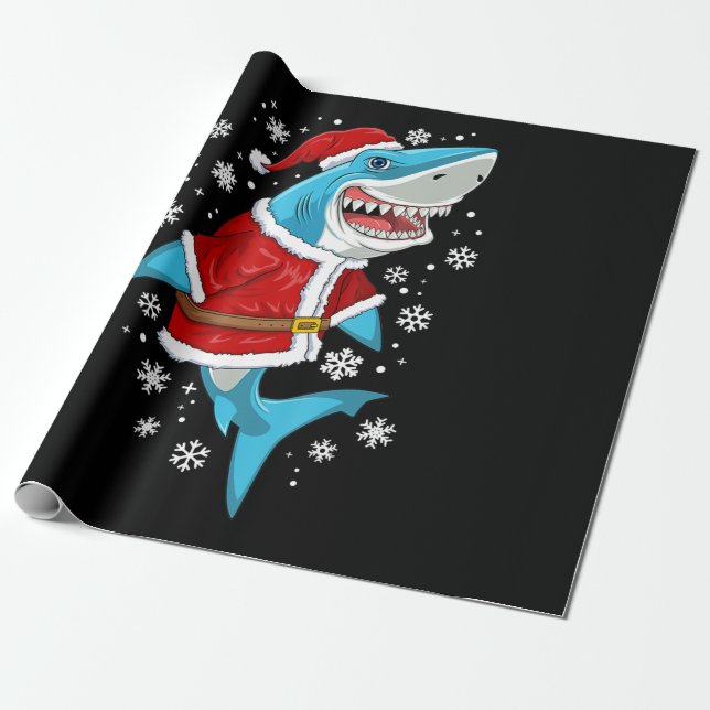 Shark jul Gift Boys Kids Santa Sharkmas Julafton Presentpapper (Utrullad)