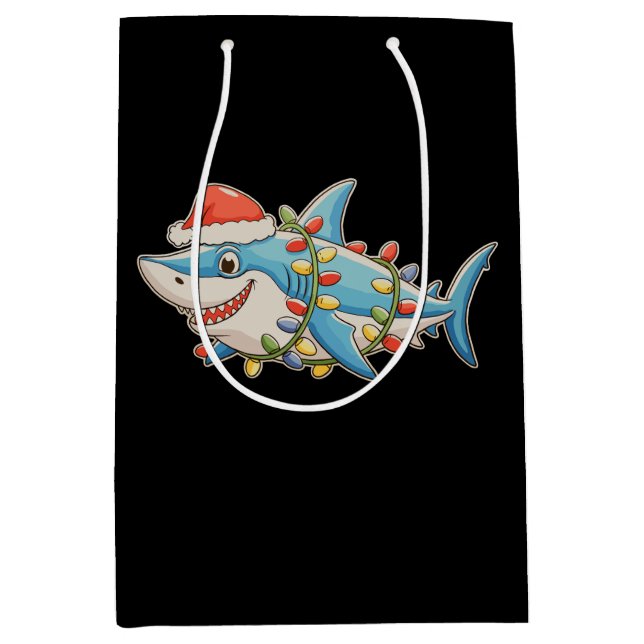 Shark jul Santa Hat Julafton Ljus Sharkmas (Framsidan)